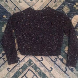 Sparkly, Black/Rainbow Crop Top Sweater